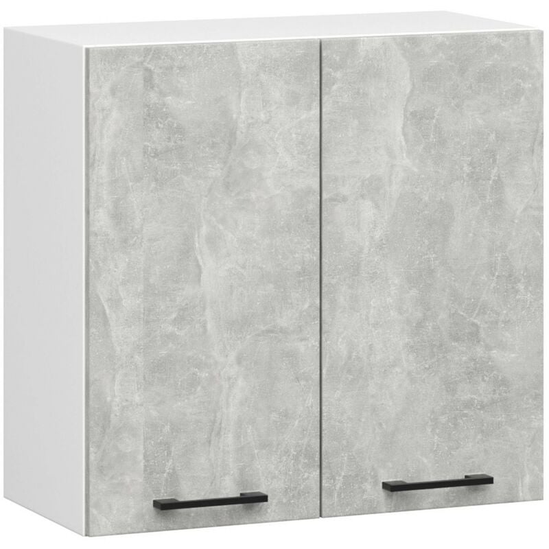 Armoires de cuisine haute Akord W60 oliwia Blanc 60 cm 2 portes façade Béton 2 étagères 60x30x58 cm