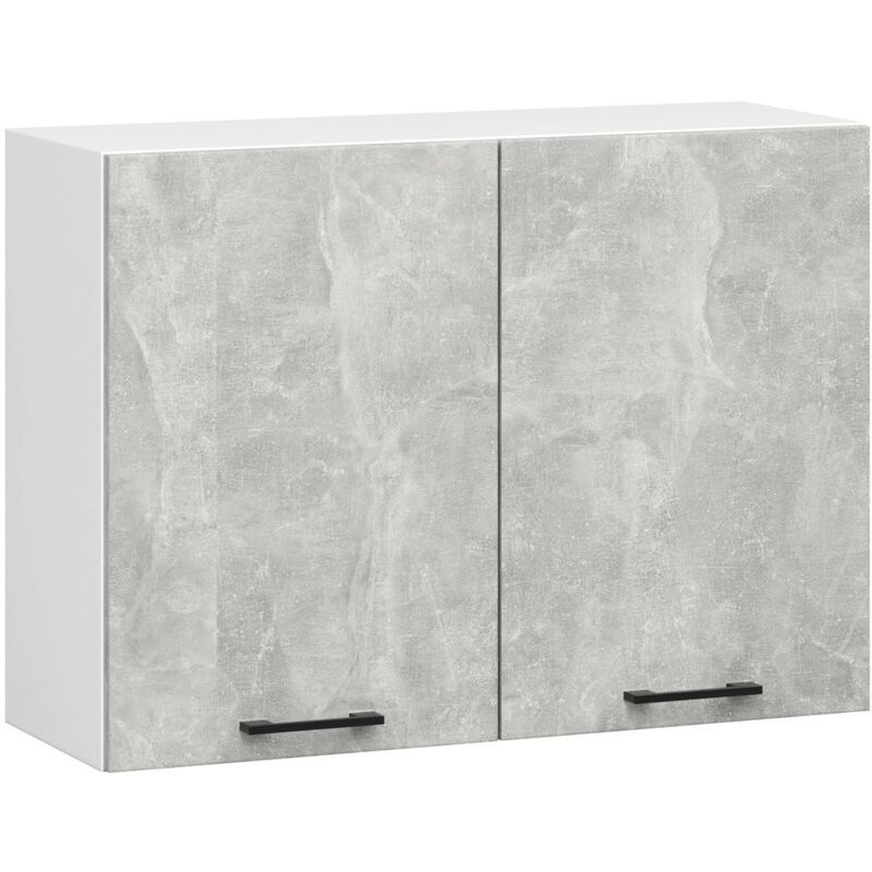 Armoires de cuisine haute Akord W80 oliwia Blanc 80 cm 2 portes façade Béton 2 étagères 80x30x58 cm