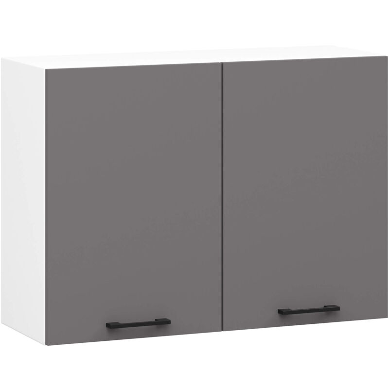 Armoires de cuisine haute Akord W80 oliwia Blanc 80 cm 2 portes façade Gris Graphite 2 étagères 80x30x58 cm