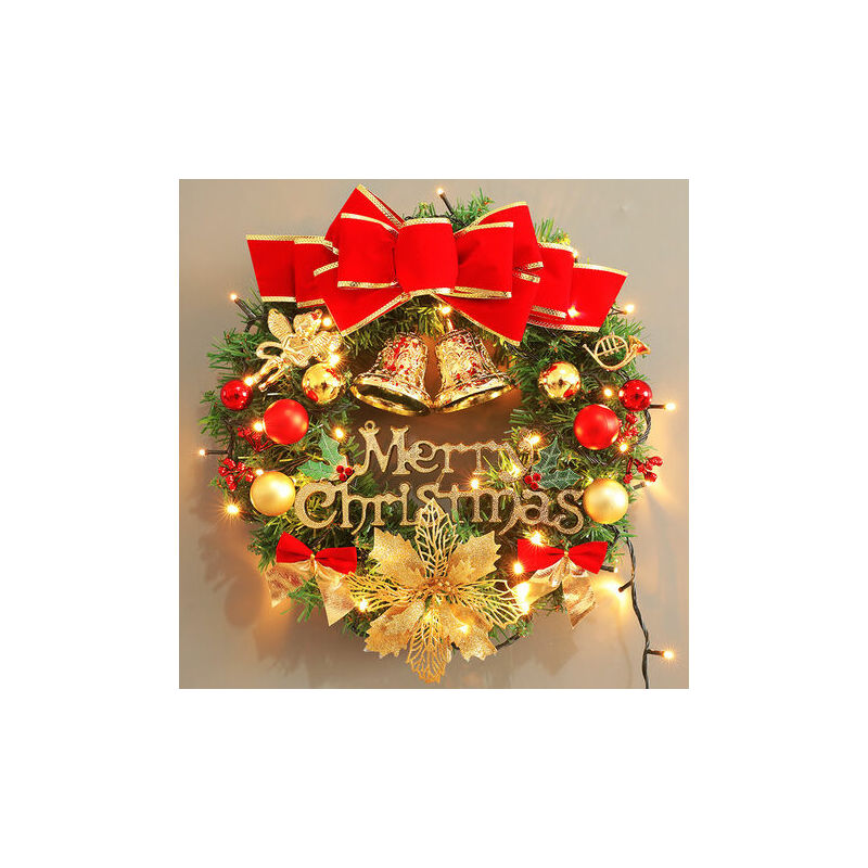 Lmly 30cm Christmas Wreath Advent Wreath Holder with Bauble Merry Christmas Christmas Decorations with Lights