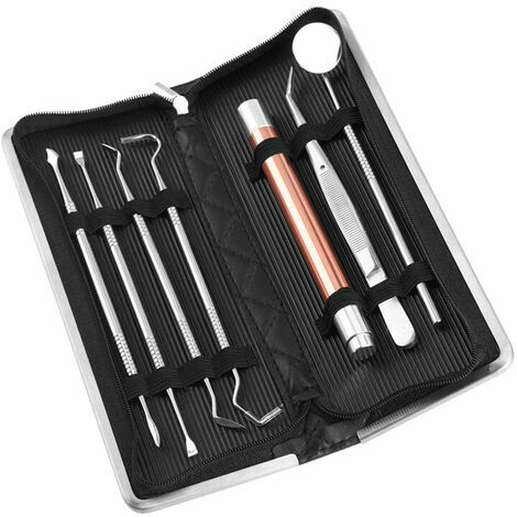 LMLY Kit d'outils de nettoyage des dents, dissolvant de plaque de tartre pour les dents ensemble de 7 pièces