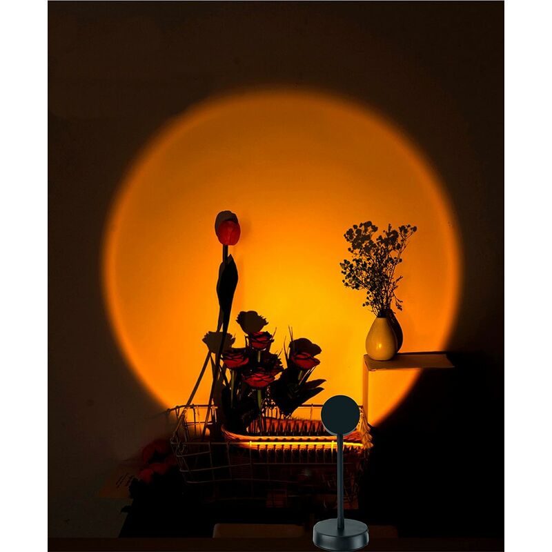 Image of Minkurow - Proiezione Del Tramonto Proiezione Led, Rotazione Di 180°, Visuale Romantica, Proiettore Del Tramonto, Usb, Lampada Da Terra Moderna, Luce