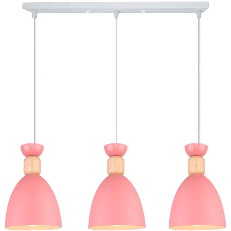 

Lámpara colgante ajustable creativo dormitorio sala de estar luz colgante moderno de hierro forjado macaron 3 luces (rosa) - Rosa