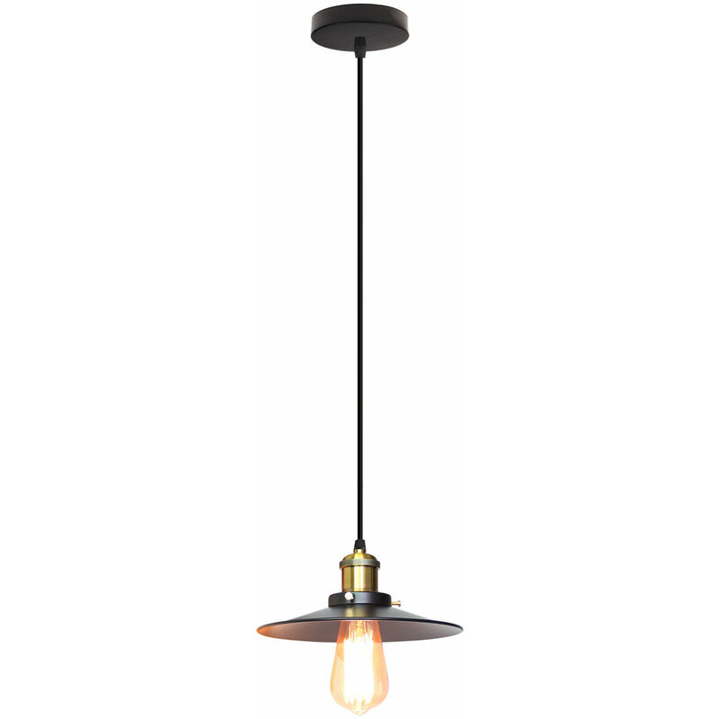 

Wottes - Lámpara colgante ajustable de metal retro, iluminación baño sala de estar creativa industrial moderna E27 Ø260mm Negro - Negro