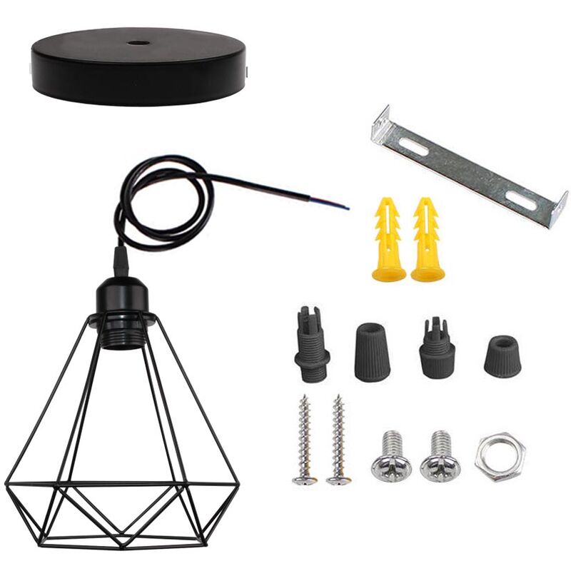 

Wottes - Lámpara colgante ajustable industrial anticuada metal retro, individualidad creativa E27 iluminación restaurante dormitorio cocina - Negro