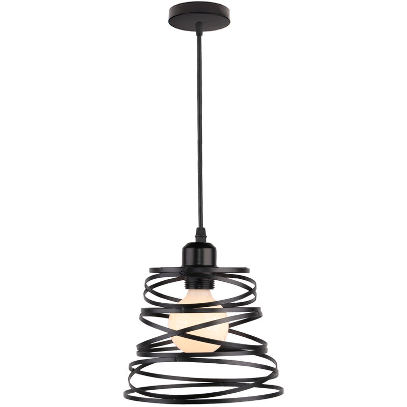 

Wottes - Lámpara colgante creativo moderno dormitorio sala de estar retro industrial hierro forjado primavera luz colgante decorativo - Negro