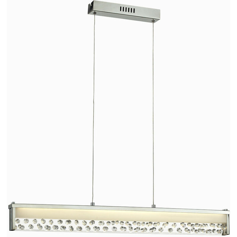 

Lámpara colgante cristales lámpara de comedor moderna lámpara colgante de cromo sala de estar, regulable en altura, 1x LED 20W 1800Lm blanco cálido,