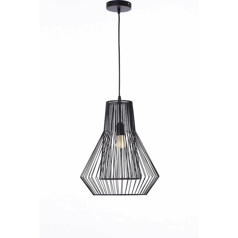 

Lámpara colgante de alambre MARIA BLACK con soporte eléctrico E27 H36 cm