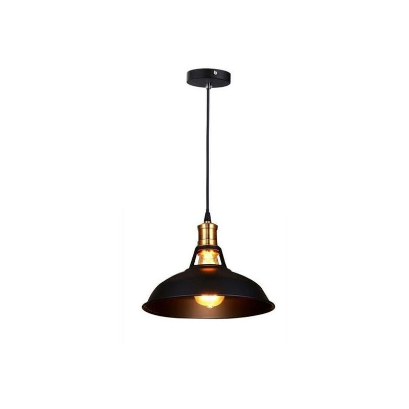 

Wottes - Lámpara colgante de hierro industriales retro ático, luces decorativas modernas balcón restaurante metal creativo Ø27cm (Negro) - Negro