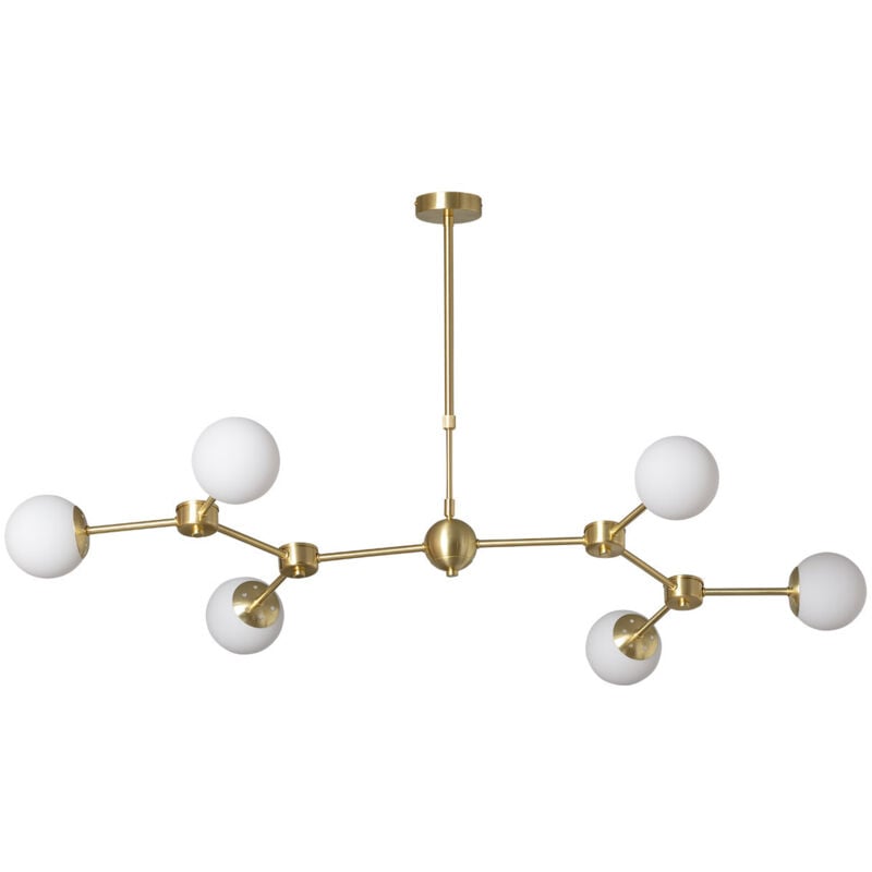 Ledkia - Plafonnier Métal et Verre Moonlight 6 Spots Doré