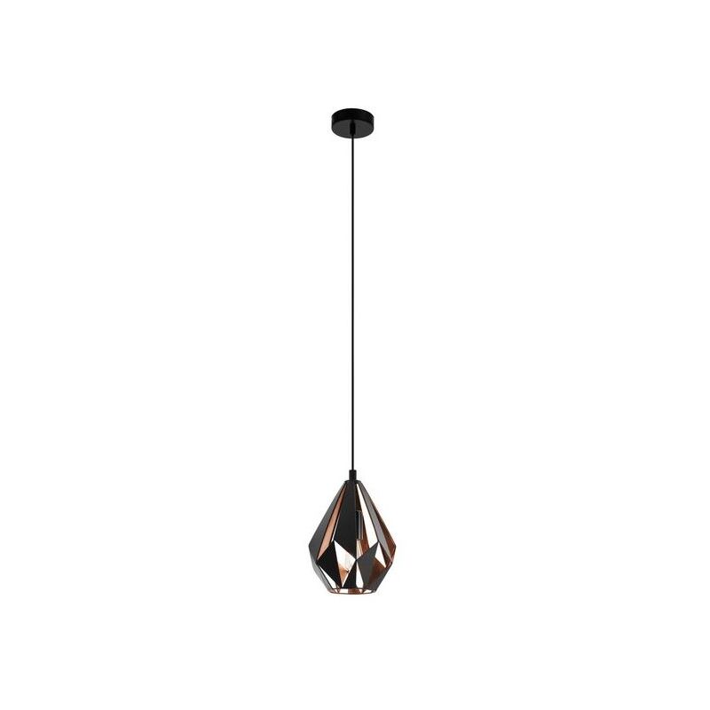 Eglo - Lámpara colgante vintage de metal negro y cobre 220-240 v IP20 rame