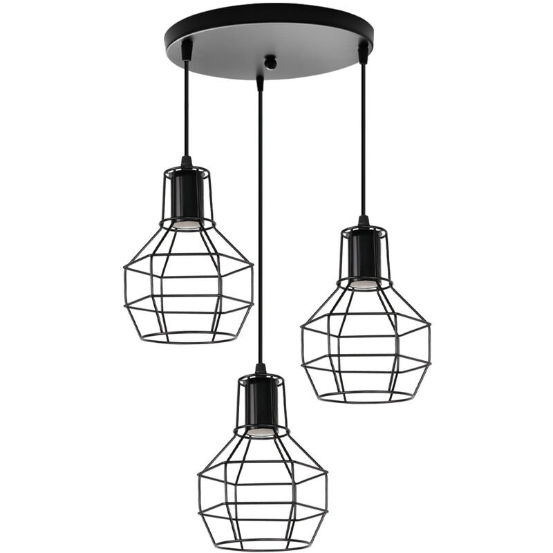 

Wottes - Lámpara colgante hierro forjado E27 dormitorio sala de estar creativa individualidad moderna luz colgante decorativa - Negro