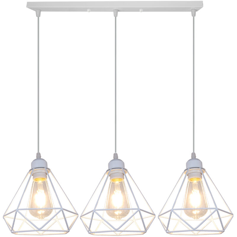 

Wottes - Lámpara colgante jaula moderna E27 luz colgante barra cocina sala de estar pantalla retro Blanco - Blanco