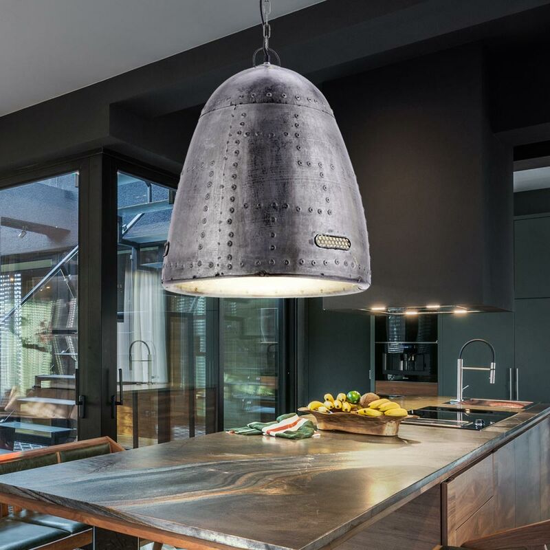 

Lámpara colgante lámpara colgante estilo industrial lámpara de cocina lámpara de salón, metal hierro plateado, 1x E27, DxH 45x120 cm