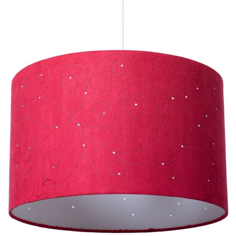 

Lámpara colgante lámpara colgante lámpara de mesa de comedor lámpara de salón, tela, rojo, 1x E27, D x H 40,5 x 210 cm