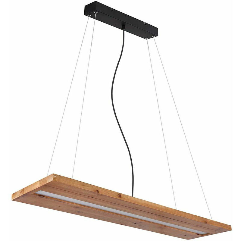 

Lámpara colgante lámpara de madera para salón Lámpara de suspensión regulable en altura, marrón oscuro satinado, metal negro, 1x LED 30W 1758Lm