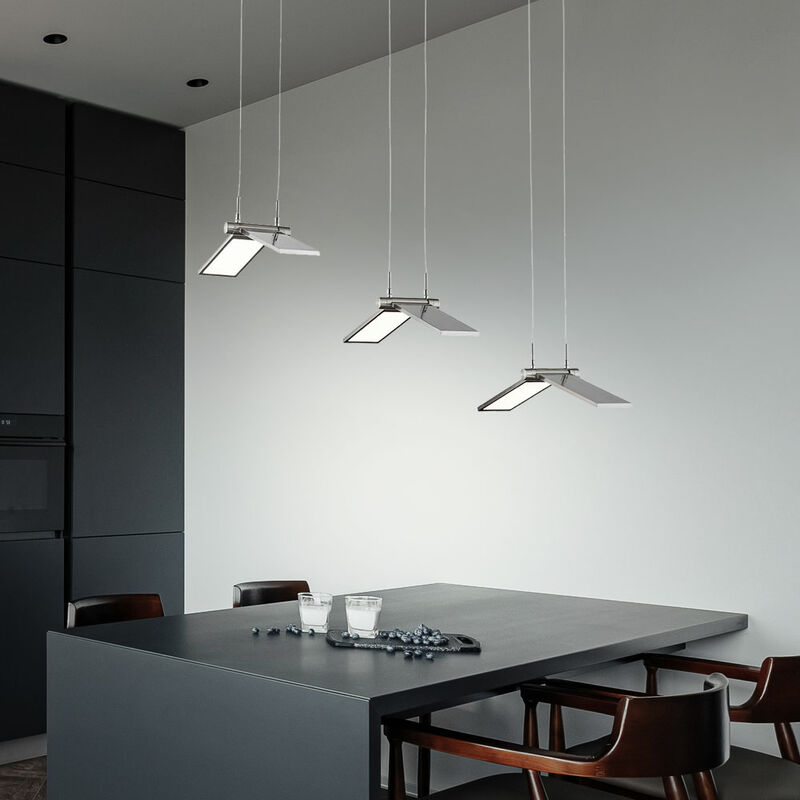 

Lámpara colgante lámpara de techo lámpara de mesa de comedor LED regulable lámpara colgante níquel mate, 26,5W 1700lm 3000K, 70,5 x 35 x 150 cm
