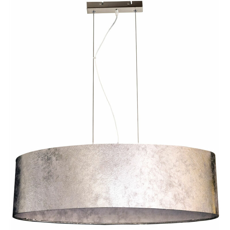 

Lámpara colgante lámpara de techo salón Lámpara colgante con pantalla de tela plateada, metal níquel mate, 3 casquillos E27, L x An x Al 65x25x140 cm