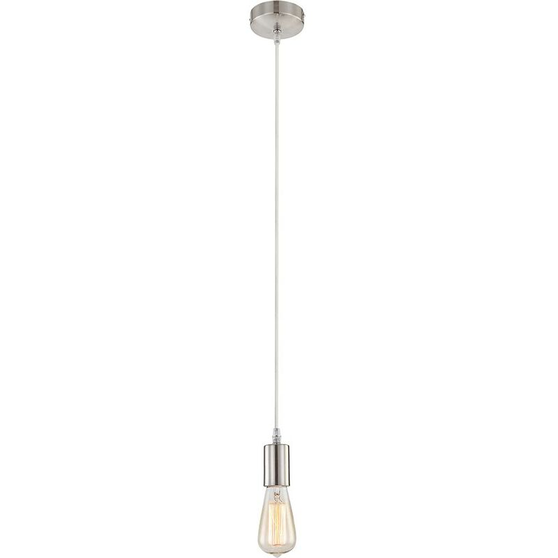 

Lámpara colgante níquel mate lámpara colgante cable beige lámpara colgante pendiente, suspensión, 1x E27 60W, Al 140 cm