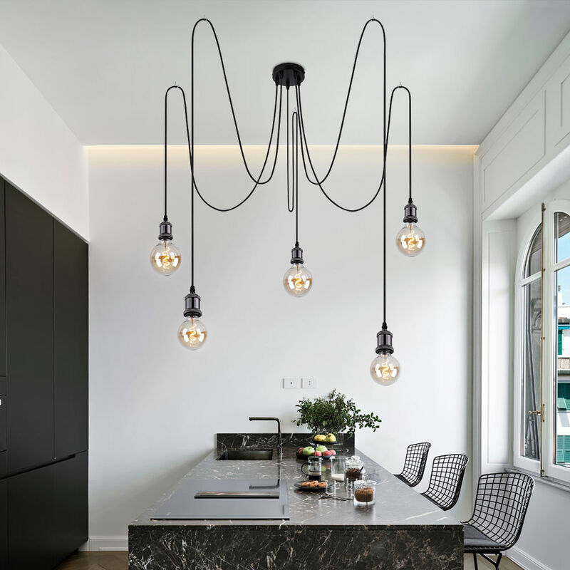 

Lámpara colgante péndulo de techo metal negro 200 cm salón comedor