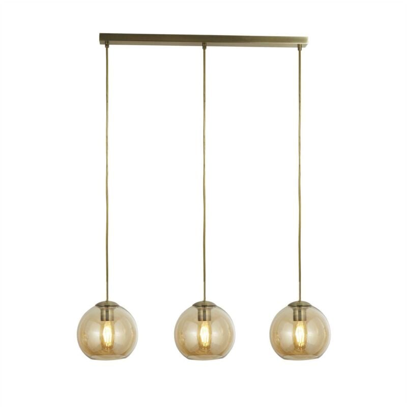 Searchlight - s 3 Ljus Pendel Bar Antik Mssing, Amber, E27