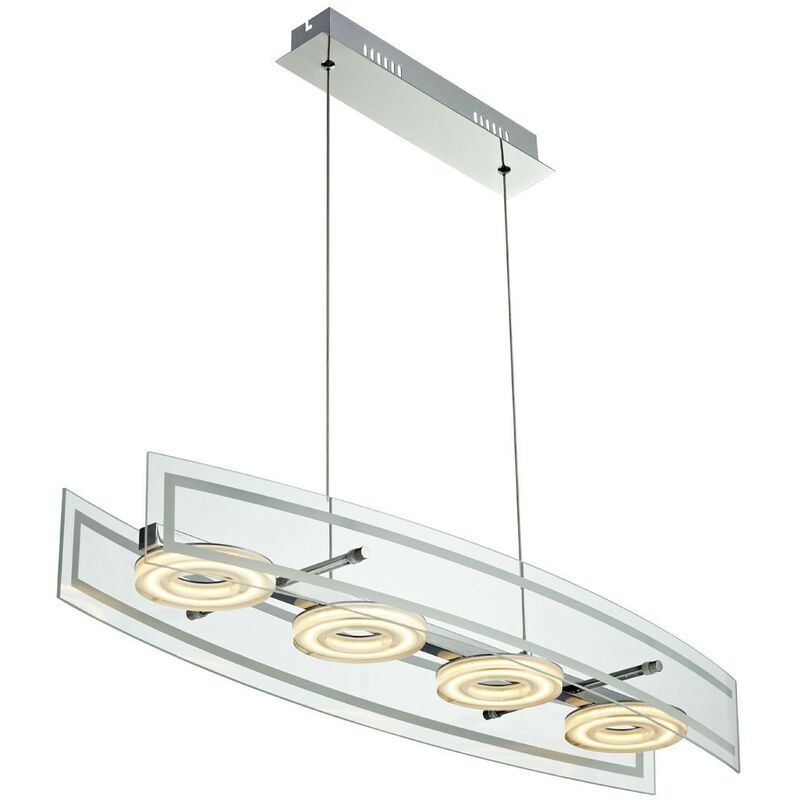 

Lámpara colgante vidrio lámpara colgante de vidrio lámpara de techo lámpara de salón LED con ajuste de altura, cuadrada, 4x LED 4x 5 vatios 4x 400