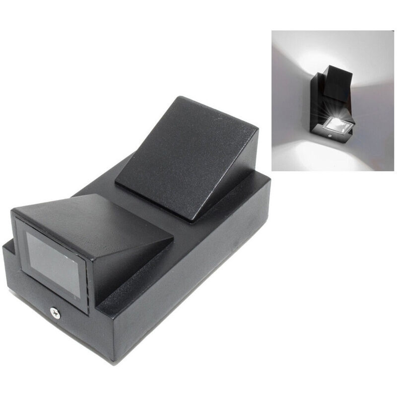 Trade Shop Traesio - Trade Shop - Applique Lampada Faretto Per Uso Esterno a Led Luce 6500k 10w Nero Luce a 2 Vie -