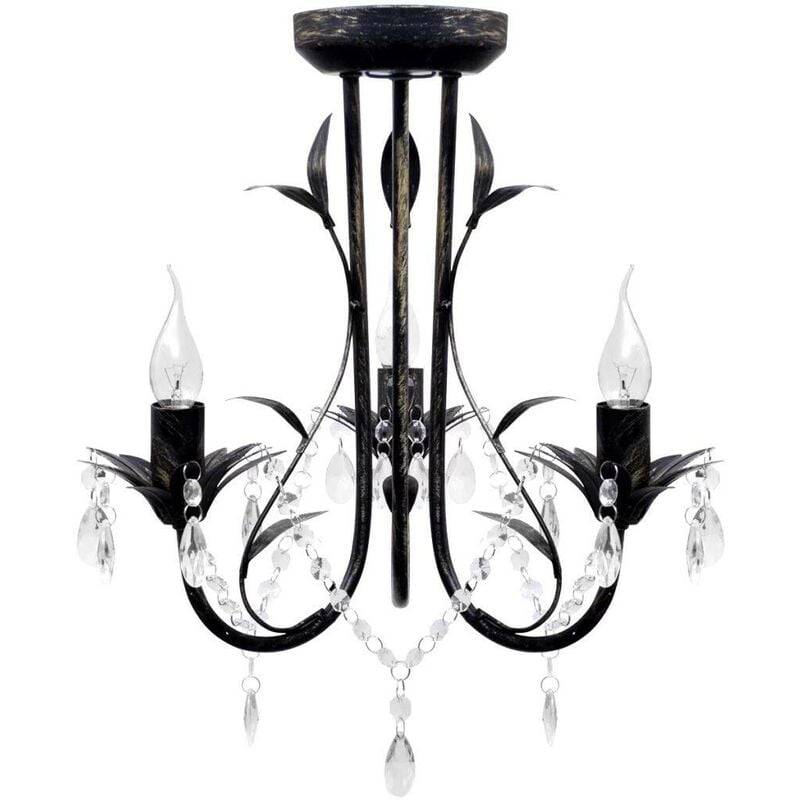 

Lámpara de araña, candelabro negro estilo Art Nouveau, 3 x E14