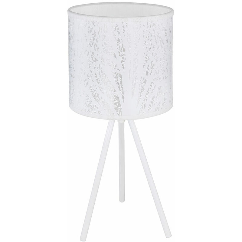 

Lámpara de cabecera lámpara de mesa lámpara de mesa trípode de sala de estar lámpara de escritorio blanca con pantalla de patrón de árbol, metal