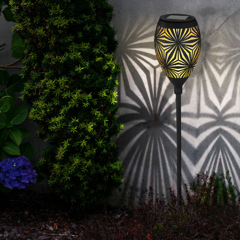 

Lámpara de enchufe LED solar decoración de terraza exterior lámpara de espiga de suelo NEGRO-ORO