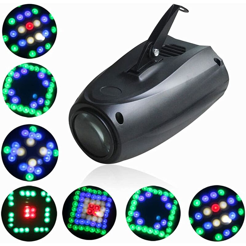 

Lámpara de escenario RGB64 Proyector de imagen LED Luces de dirigible pequeñas Iluminación de efecto de control de voz para fiesta de cumpleaños