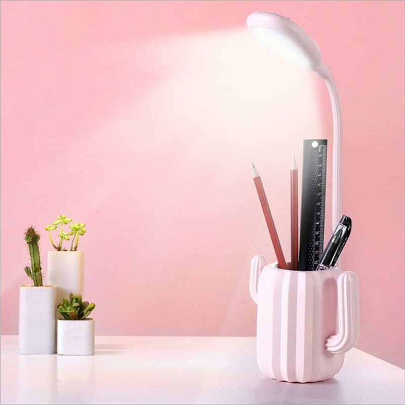 

Lámpara de escritorio LED inalámbrica, lámpara de escritorio táctil con portalápices, lámpara de lectura recargable USB, 3 modos de iluminación,