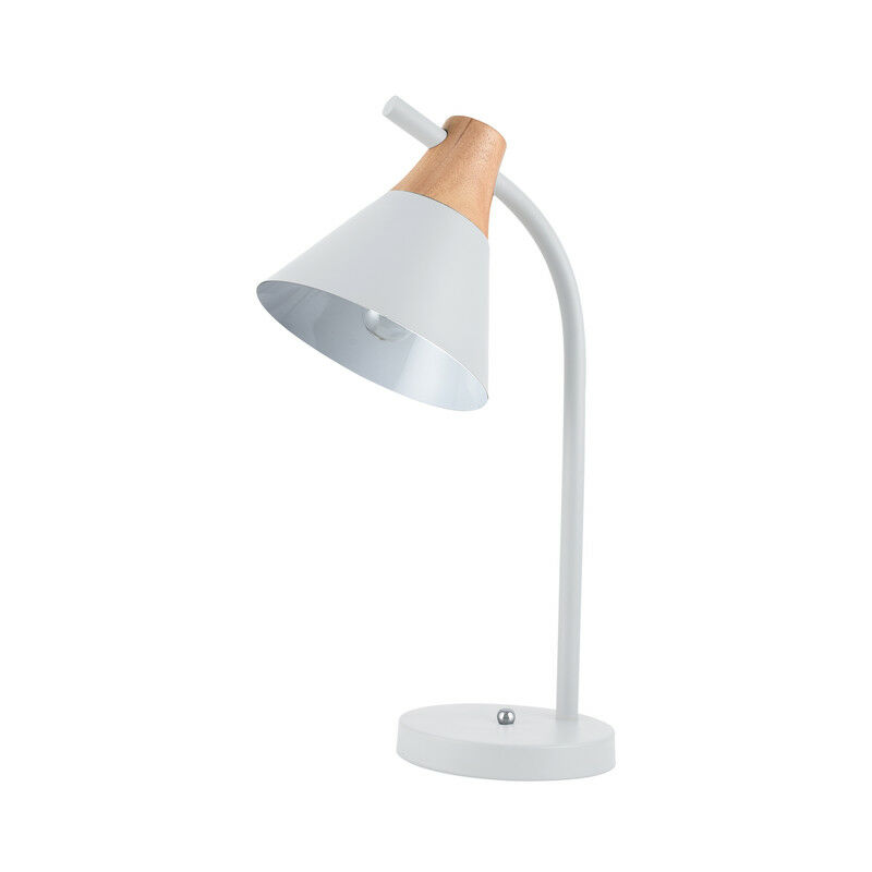 

Lámpara de estudio, escritorio, blanco, luz led, en metal y madera, diseño NÓRDICO, Herdasa - Blanco