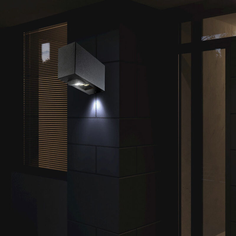 

Lámpara de exterior LED de 9 vatios, lámpara de jardín, terraza, lámpara de pared, aluminio, gris oscuro