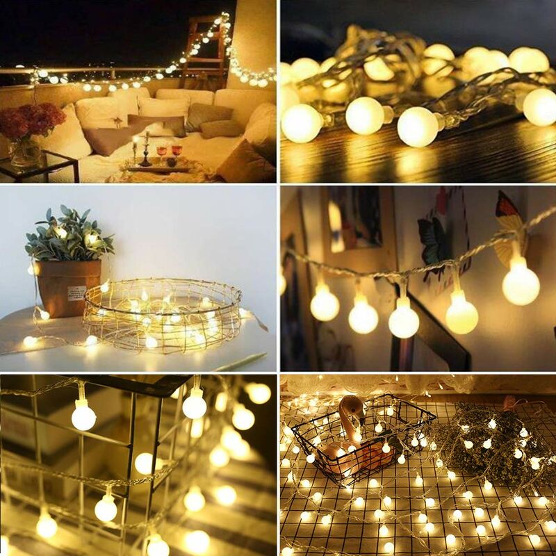 

Lámpara de hadas de la tierra de 50 LED, cadena de luces de globo con pilas de 16 pies, luces estrelladas para fiesta en casa, cumpleaños, jardín,