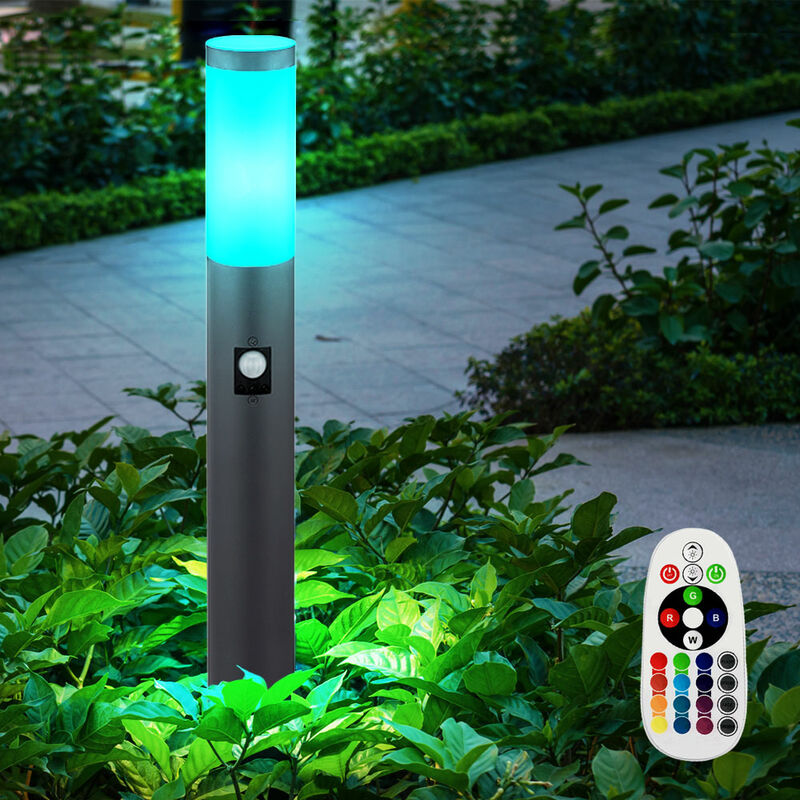 

Lámpara de jardín con detector de movimiento antracita lámpara de jardín acero inoxidable E27 luz de camino de jardín, 3 configuraciones de sensor,