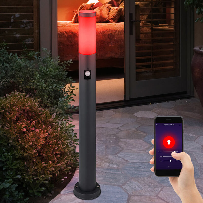 

Lámpara de jardín con detector de movimiento antracita lámpara de jardín de acero inoxidable luz de camino jardín, aplicación de 3 configuraciones de