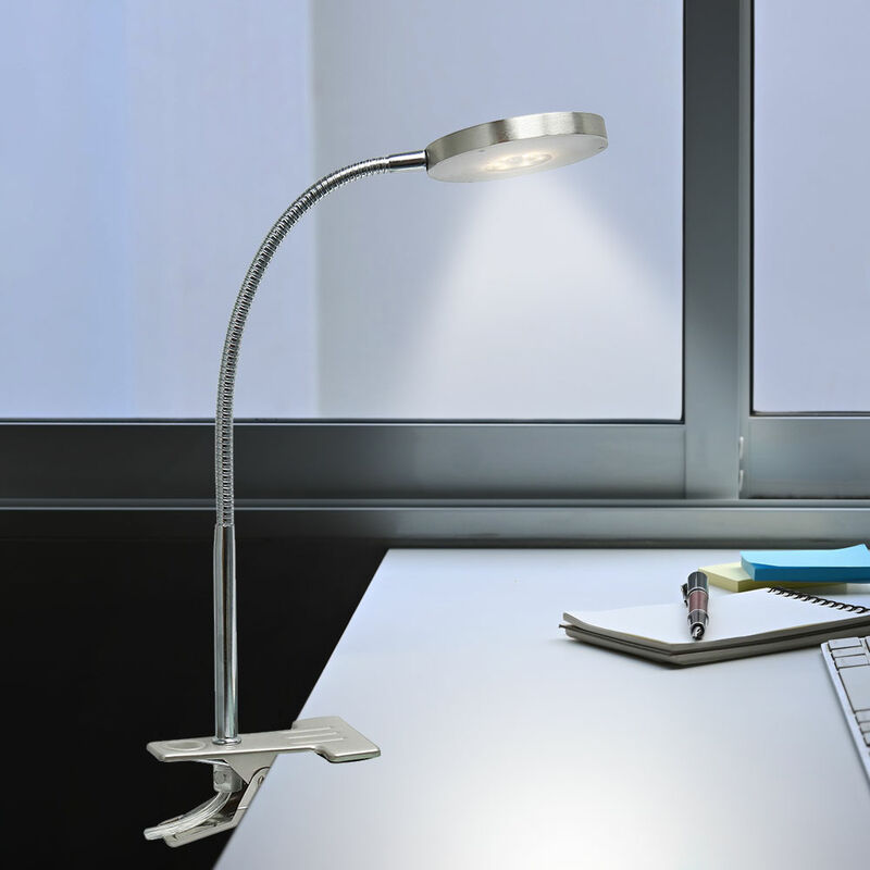 

Lámpara de lectura LED con clip luz níquel mate cromo punto dormitorio móvil