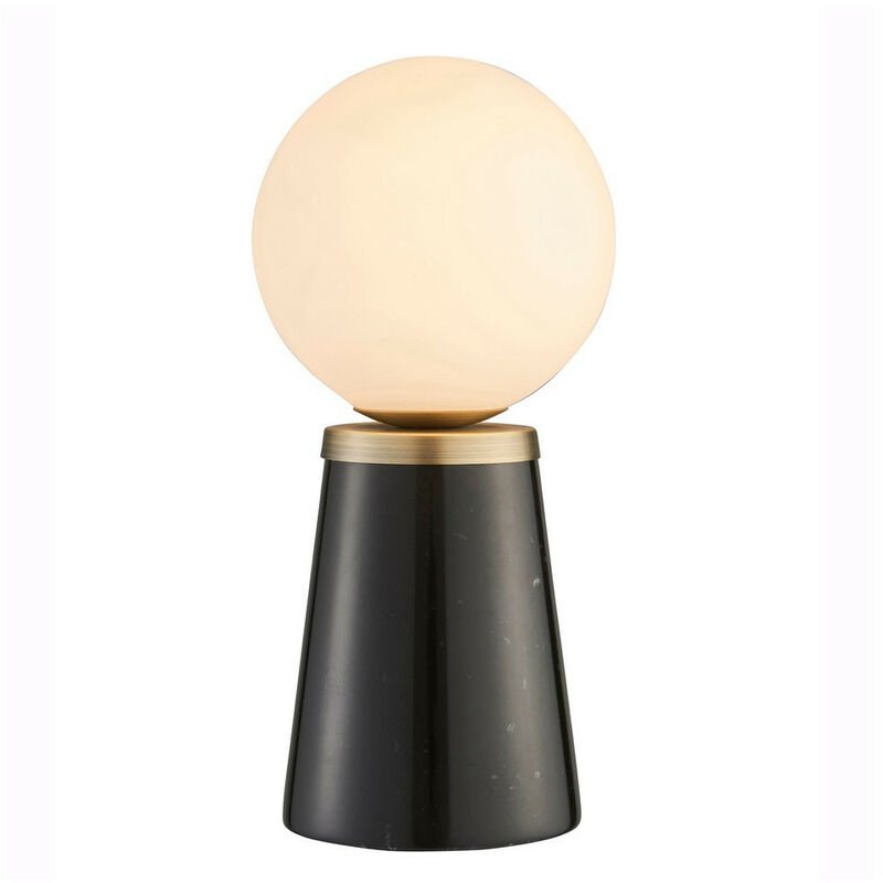 

Lámpara de mesa completa Mármol negro, placa de latón envejecido mate