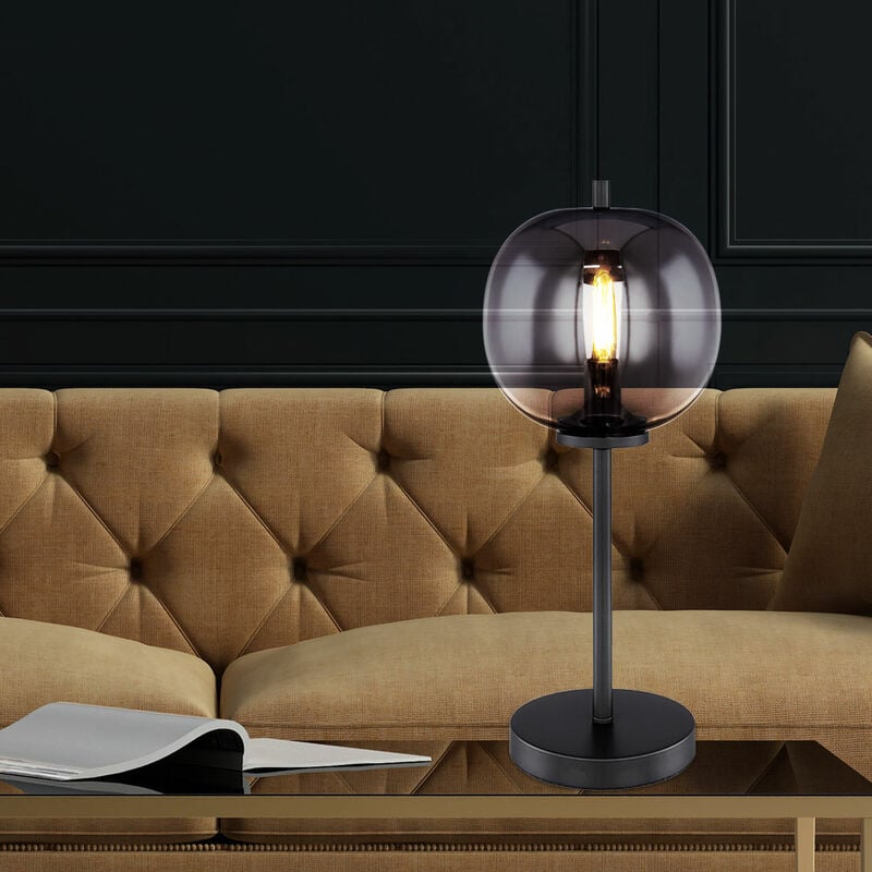 

Lámpara de mesa de diseño lámpara de oficina de lectura iluminación negro humo vidrio globo pasillo