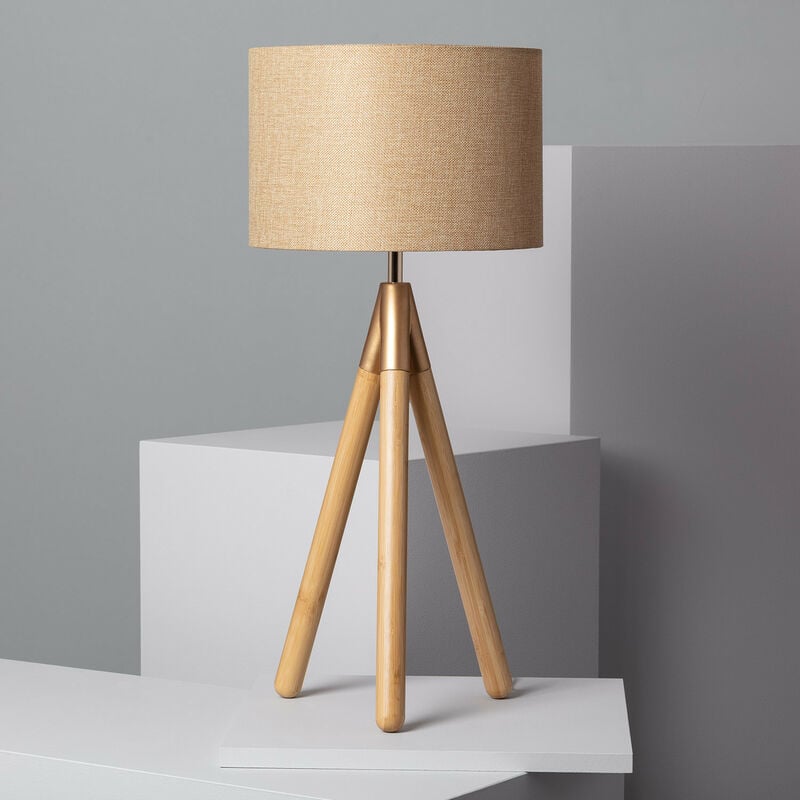 

Lámpara de Mesa de Madera y Tela Wolby Beige - Beige