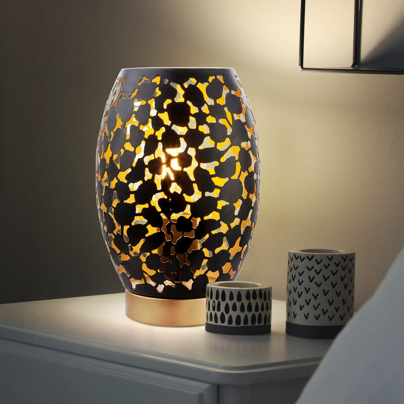 

Lámpara de mesa de noche para escribir, decoración en oro negro, diseño de troquelados, lámpara de lectura
