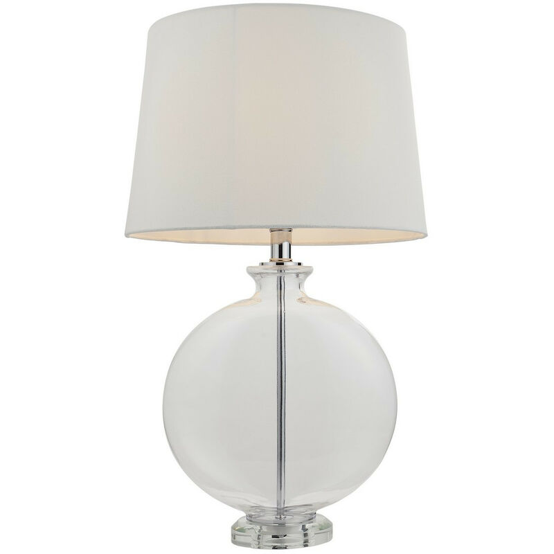 

Endon Lighting - Lámpara de mesa de vidrio transparente, pantalla de placa de níquel