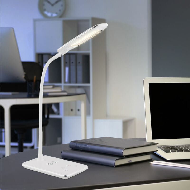 

Lámpara de mesa LED Luz Cromado Cargador USB inalámbrico móvil Atenuador táctil