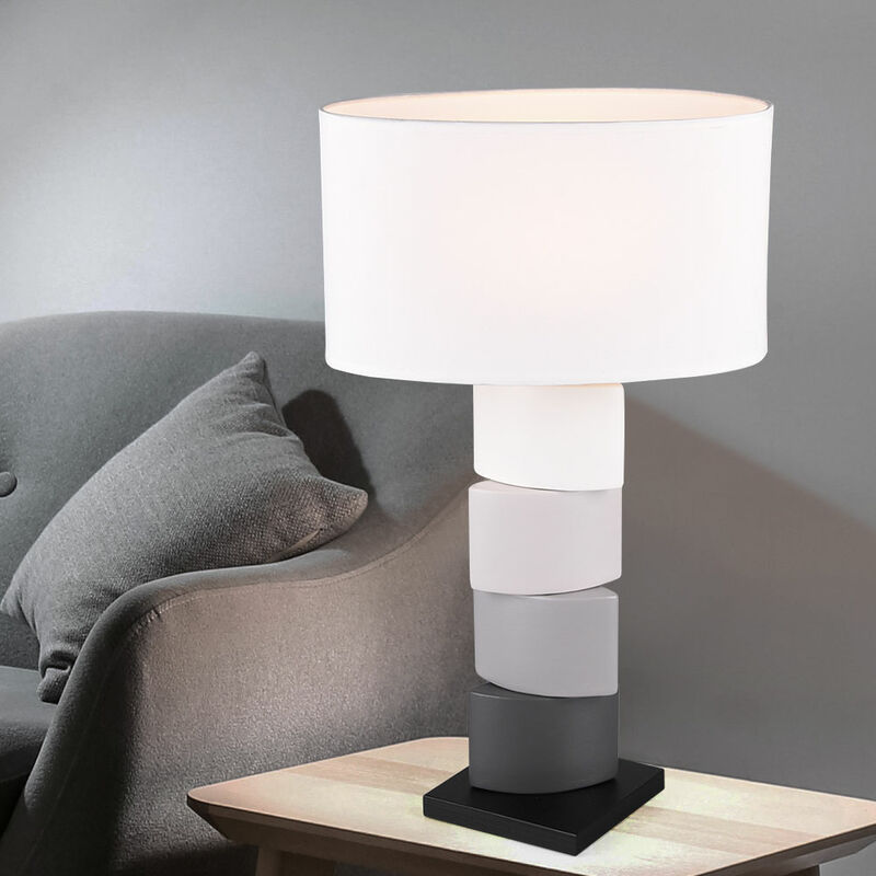 

Lámpara de mesa lámpara de escritorio lámpara de mesa lámpara de noche lámpara de dormitorio, cerámica multicolor blanco, 1x casquillo E27, Al x An x
