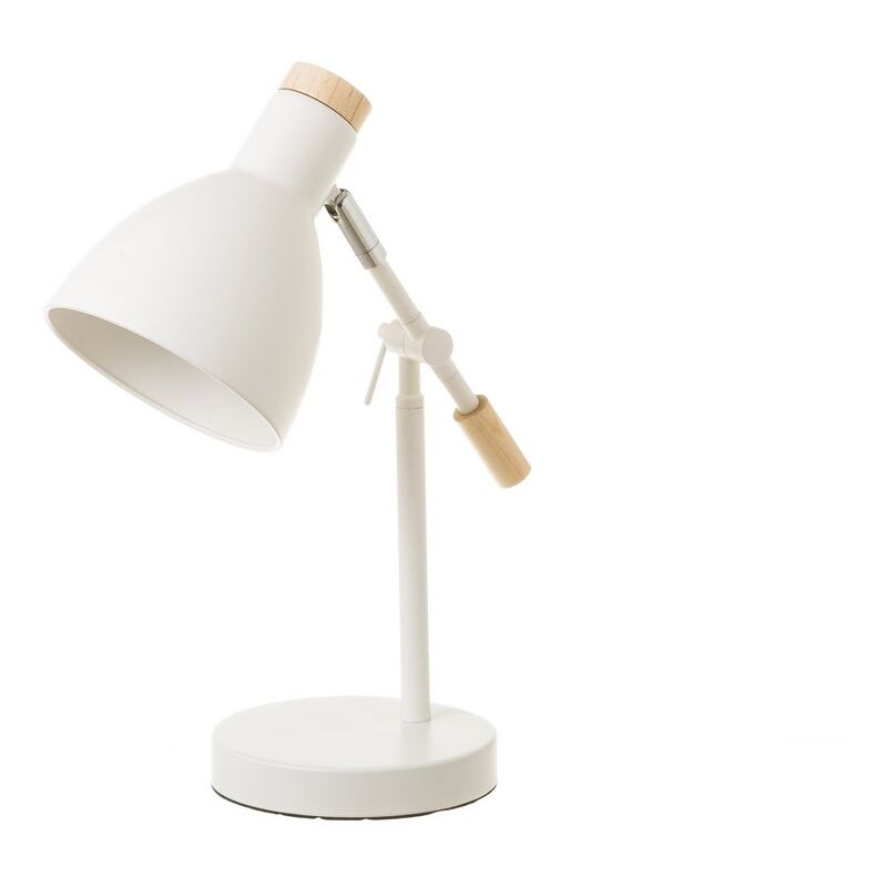 

Lámpara de mesa para escritorio nórdica de metal y madera blanca de 36x15x32 cm