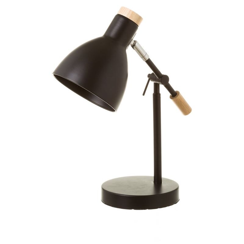 

Lámpara de mesa para escritorio nórdica de metal y madera negra de 36x15x32 cm