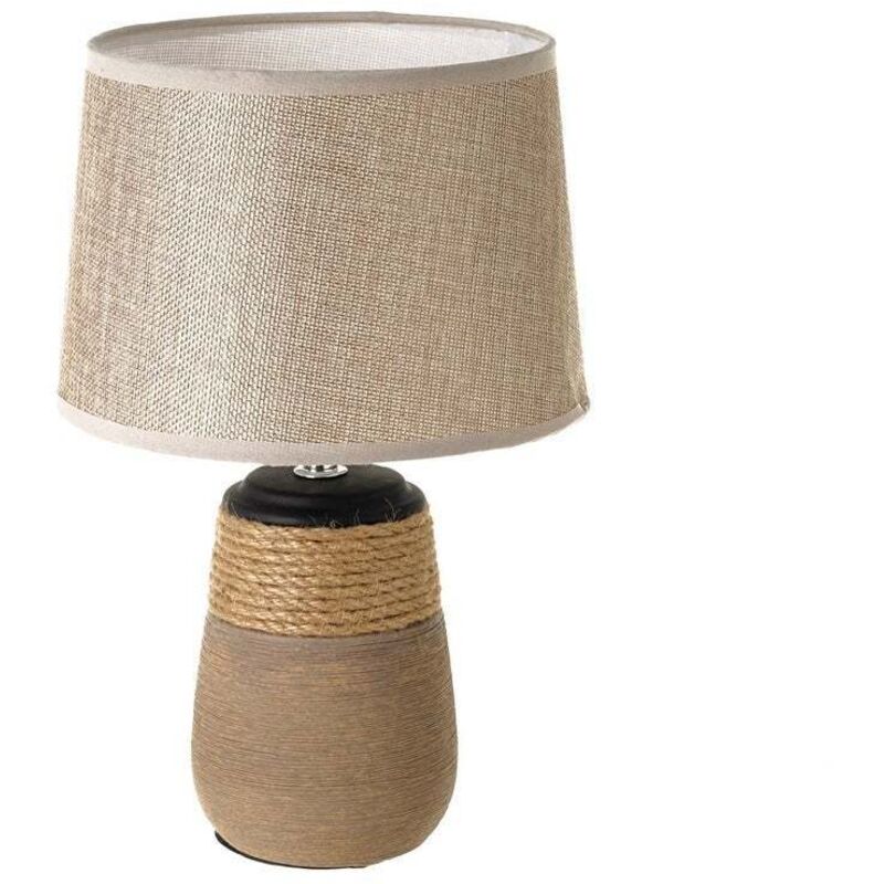 

Lámpara de mesa rústica de cerámica y cordón de arpillera marrón, de ø 20x30 cm