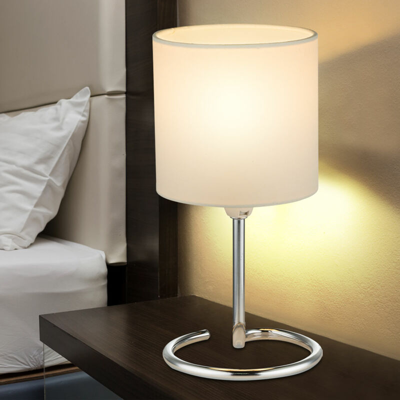 

Lámpara de mesita de noche textil blanco sueño sala de estar iluminación lámpara de lectura cromada