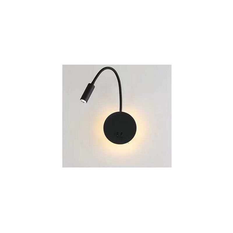 

Lámpara de noche LED de 3 + 8W para lectura Lámpara de lectura de cisne flexible LED (negro) Lámpara de pared Lámpara de lectura LED con interruptor
